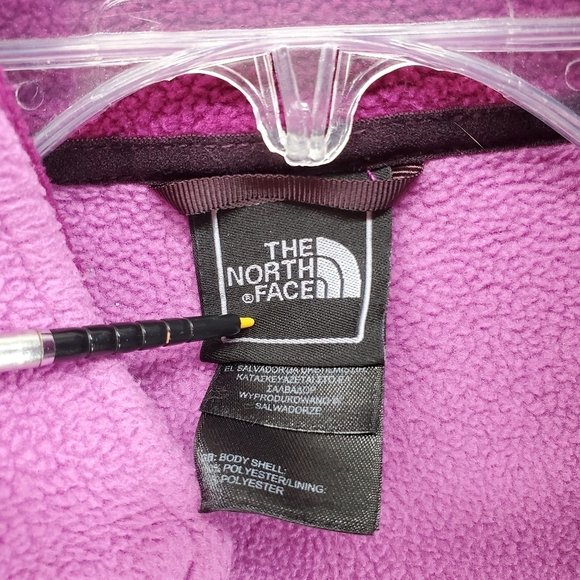 North Face Women XS Pink Purple Khumbu Zip Up Fleece Jacket Sweatshirt Flashdry - Picture 8 of 10